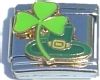 Shamrock and hat - 9mm enamel charm